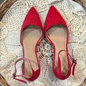 A New Day Red Suede Ankle Strap Women's Shoes. Size 11